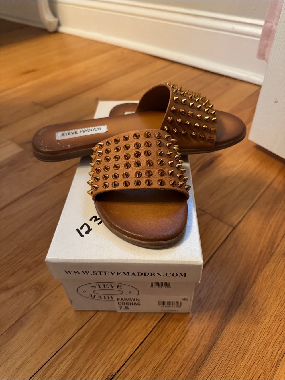 Steve Madden Cognac Studded Slide Mules